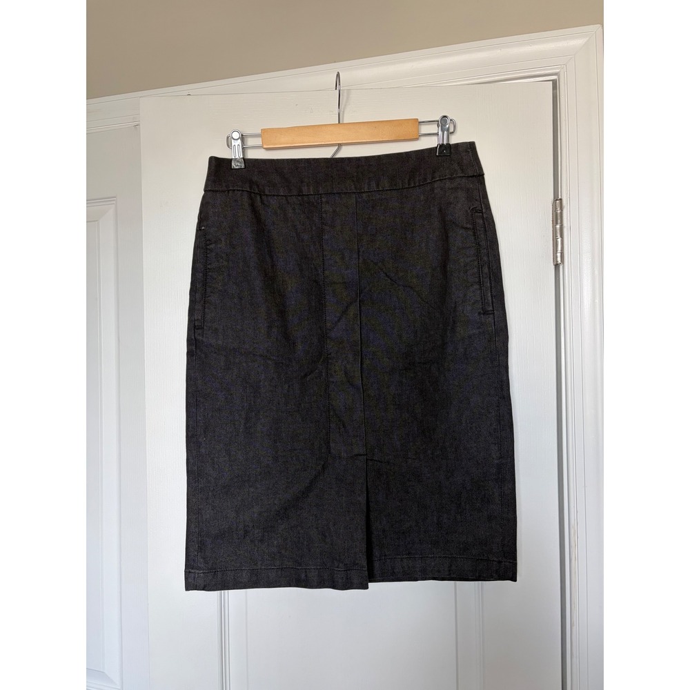 Talbots Womens Gray Denim Pencil Skirt Size 8 Stretch Cotton Blend Knee Length
